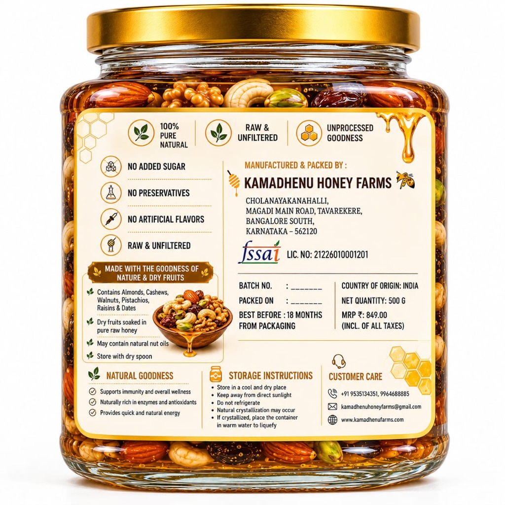 Dry Fruits Honey Bottle